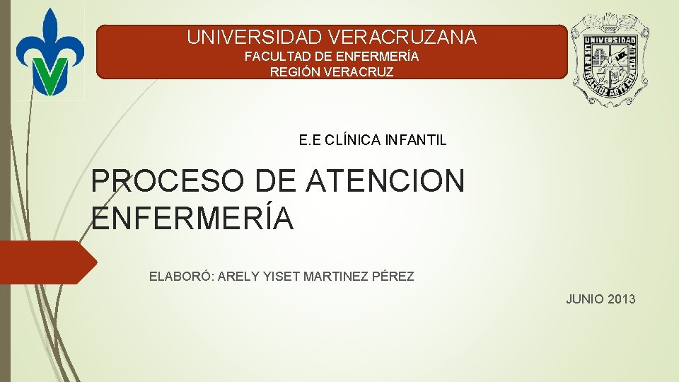 UNIVERSIDAD VERACRUZANA FACULTAD DE ENFERMERÍA REGIÓN VERACRUZ E. E CLÍNICA INFANTIL PROCESO DE ATENCION