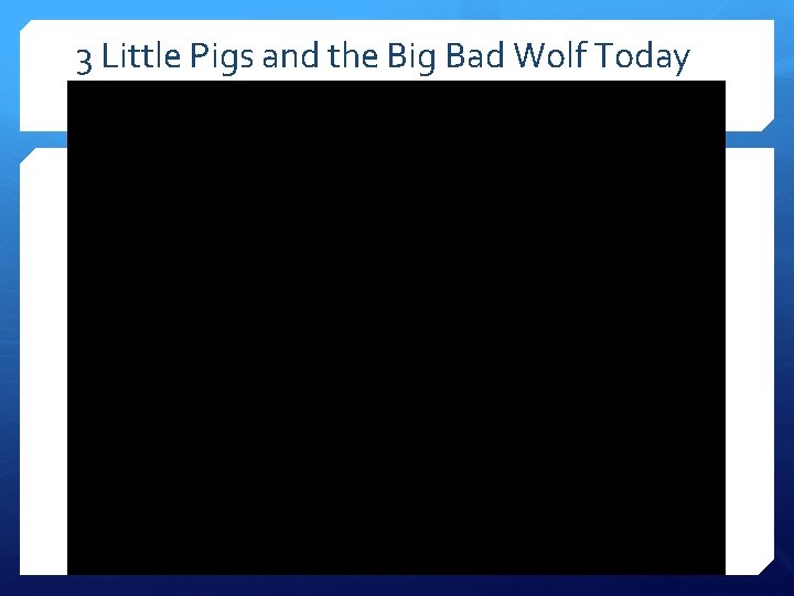3 Little Pigs and the Big Bad Wolf Today 