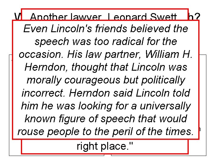 Another lawyer, Leonard Swett, Who delivers the knock-out punch? Even Lincoln's friends believed the