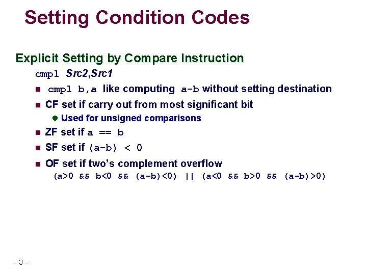 MachineLevel Programming Control Flow Topics n Condition codes