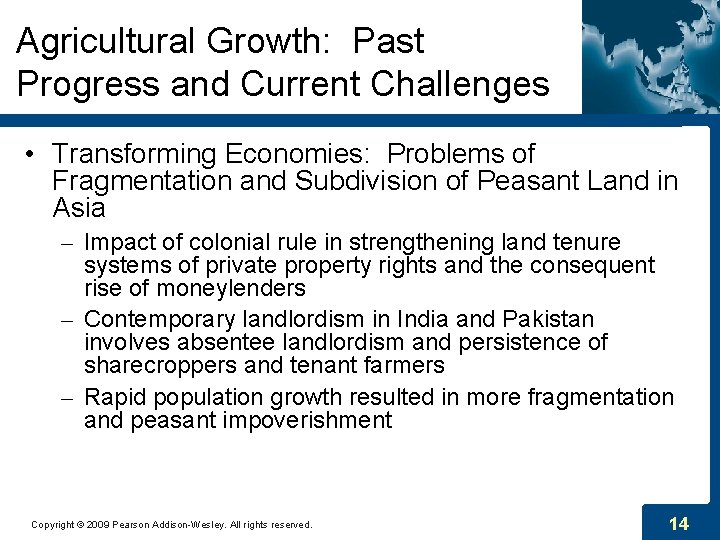 Agricultural Growth: Past Progress and Current Challenges • Transforming Economies: Problems of Fragmentation and