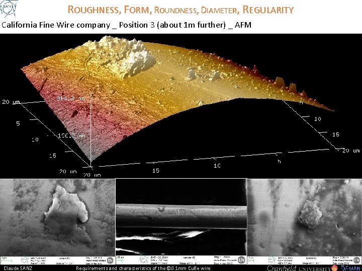 ROUGHNESS, FORM, ROUNDNESS, DIAMETER, REGULARITY California Fine Wire company _ Position 3 (about 1