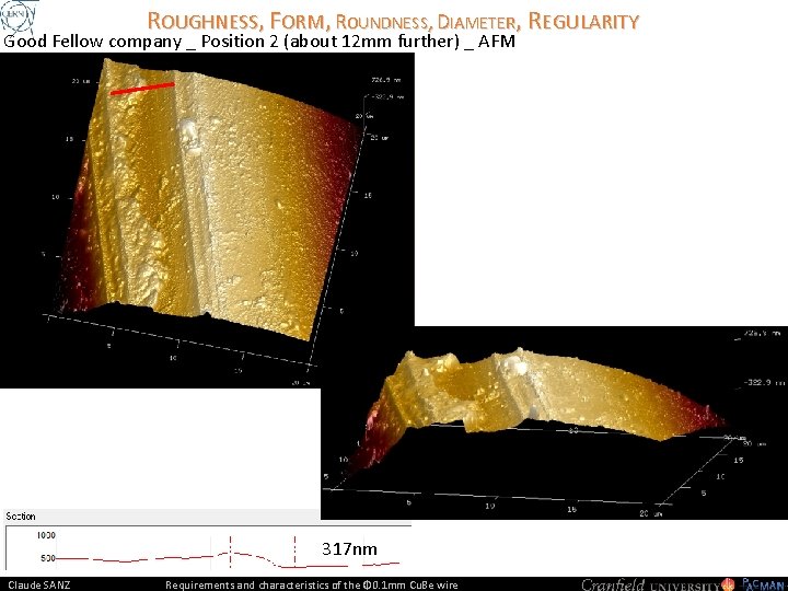 ROUGHNESS, FORM, ROUNDNESS, DIAMETER, REGULARITY Good Fellow company _ Position 2 (about 12 mm