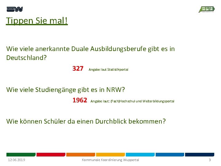 Tippen Sie mal! Wie viele anerkannte Duale Ausbildungsberufe gibt es in Deutschland? 327 Angabe