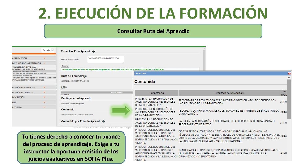 2. EJECUCIÓN DE LA FORMACIÓN Consultar Ruta del Aprendiz Tu tienes derecho a conocer