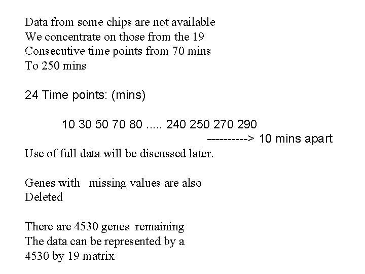 Data from some chips are not available We concentrate on those from the 19