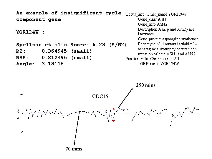 An example of insignificant cycle component gene YGR 124 W : Spellman et. al’s
