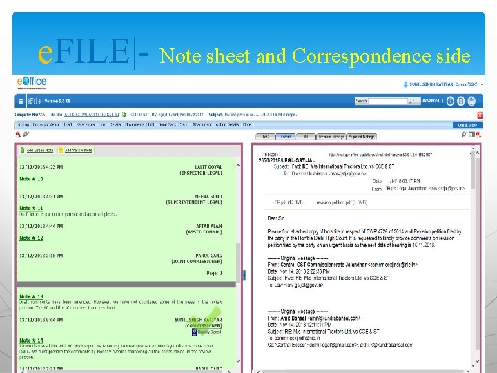 e. FILE|- Note sheet and Correspondence side e. FILE|- Note sheet and Correspondence side