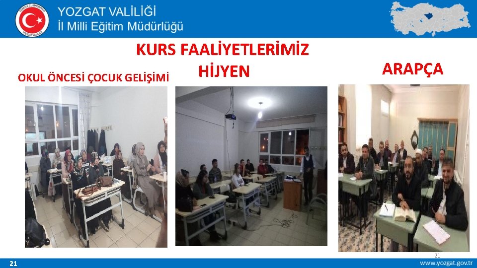 KURS FAALİYETLERİMİZ HİJYEN OKUL ÖNCESİ ÇOCUK GELİŞİMİ 21 ARAPÇA 21 