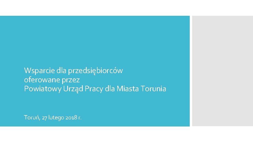 Wsparcie dla przedsiębiorców oferowane przez Powiatowy Urząd Pracy dla Miasta Torunia Toruń, 27 lutego