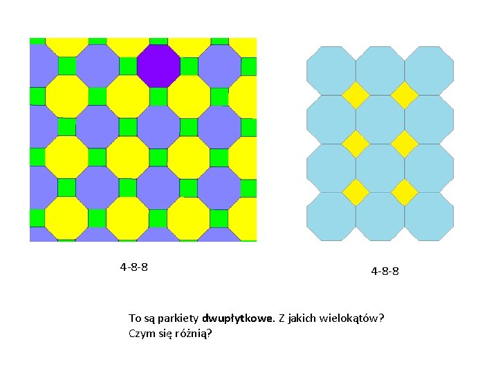 4 -8 -8 To są parkiety dwupłytkowe. Z jakich wielokątów? Czym się różnią? 