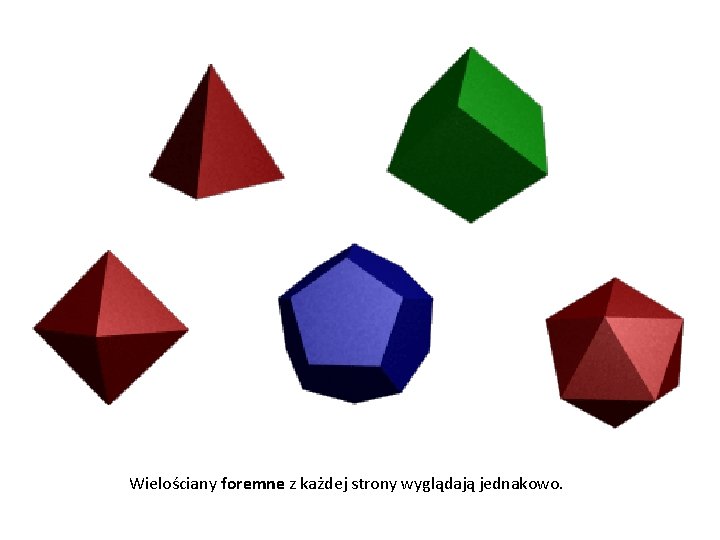 Wielościany foremne z każdej strony wyglądają jednakowo. 