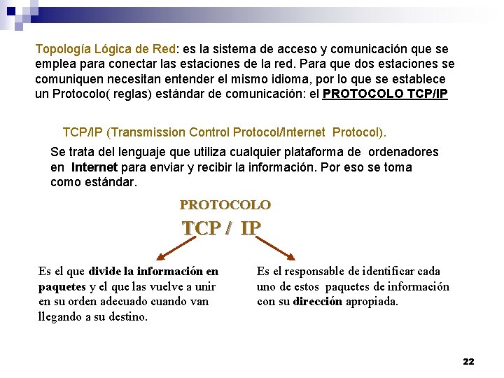 Topología Lógica de Red: es la sistema de acceso y comunicación que se emplea