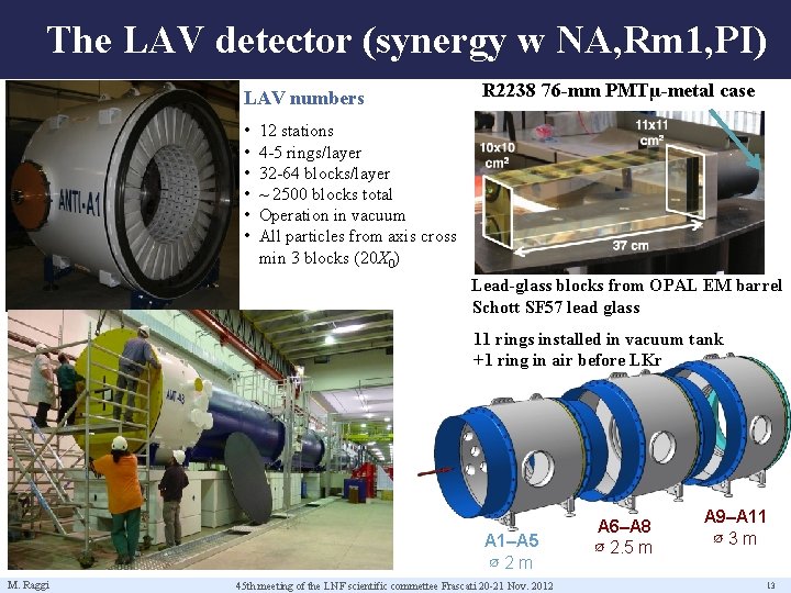 The LAV detector (synergy w NA, Rm 1, PI) LAV numbers • • •