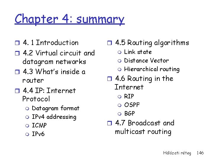 Chapter 4: summary r 4. 1 Introduction r 4. 2 Virtual circuit and datagram