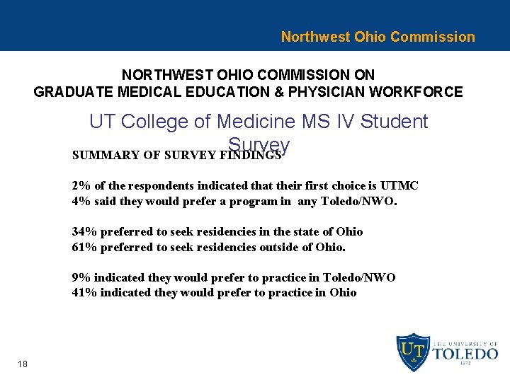 Northwest Ohio Commission NORTHWEST OHIO COMMISSION ON GRADUATE MEDICAL EDUCATION & PHYSICIAN WORKFORCE UT