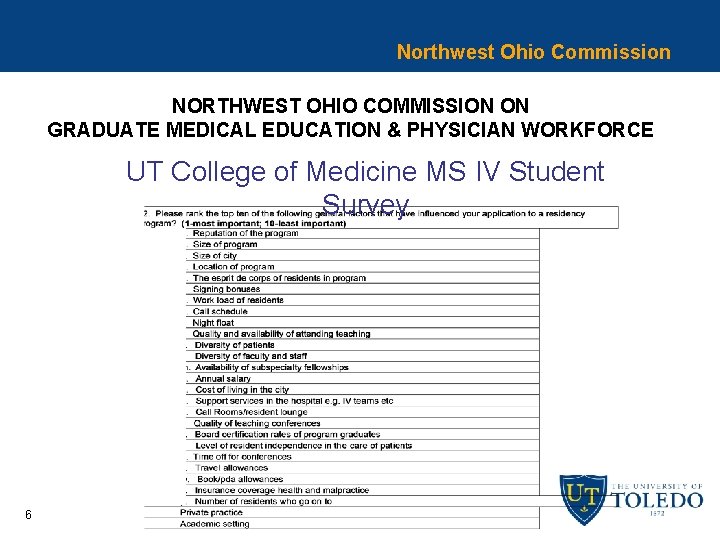 Northwest Ohio Commission NORTHWEST OHIO COMMISSION ON GRADUATE MEDICAL EDUCATION & PHYSICIAN WORKFORCE UT