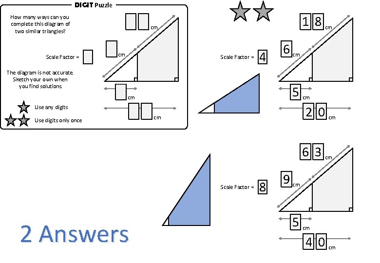 DIGIT Puzzle How many ways can you complete this diagram of two similar triangles?