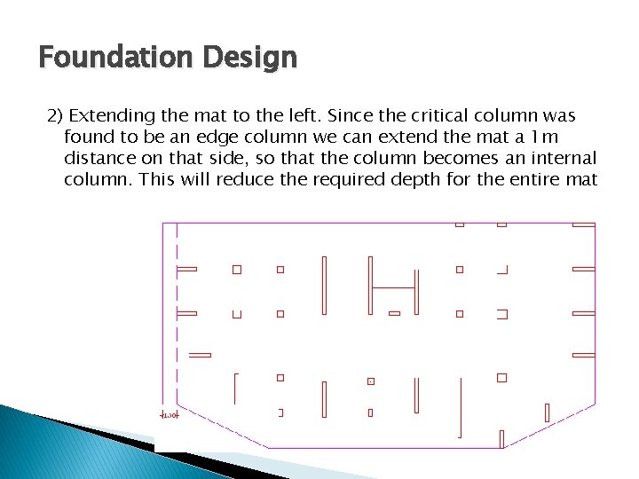 Foundation Design 2) Extending the mat to the left. Since the critical column was