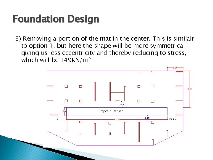 Foundation Design 3) Removing a portion of the mat in the center. This is