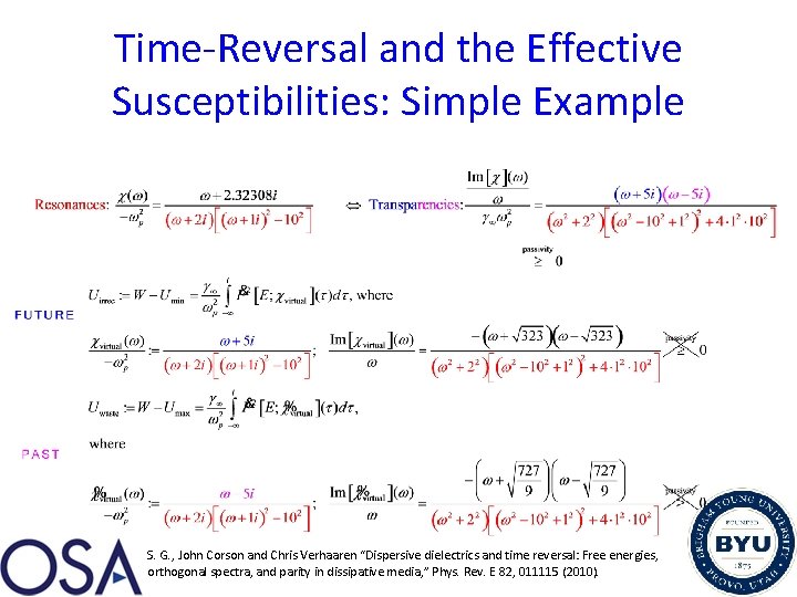 Time-Reversal and the Effective Susceptibilities: Simple Example S. G. , John Corson and Chris