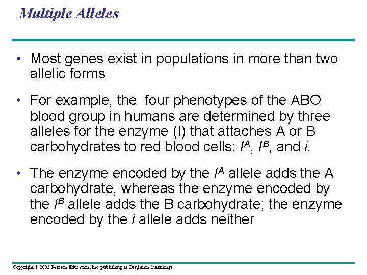Multiple Alleles • Most genes exist in populations in more than two allelic forms