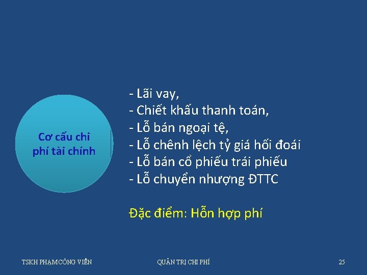 Cơ cấu chi phí tài chính - Lãi vay, - Chiết khấu thanh toán,