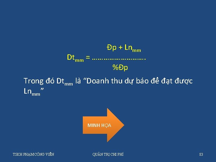 Đp + Lnmm Dtmm = ……………. %Đp Trong đo Dtmm la “Doanh thu dư