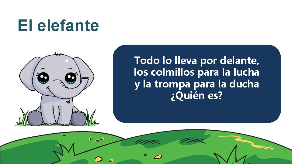 El elefante Todo lo lleva por delante, los colmillos para la lucha y la