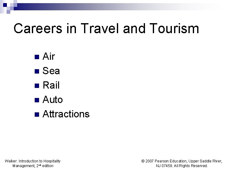 Careers in Travel and Tourism Air n Sea n Rail n Auto n Attractions