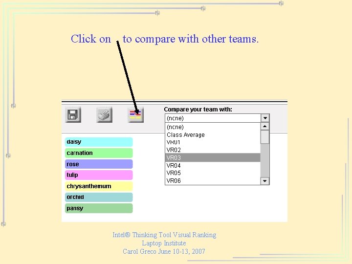 Click on to compare with other teams. Intel® Thinking Tool Visual Ranking Laptop Institute