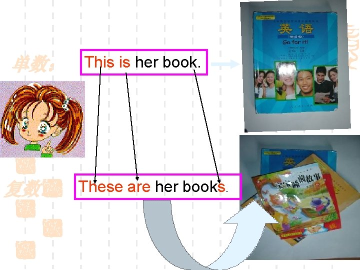 单数： 复数： This is her book. These are her books. 