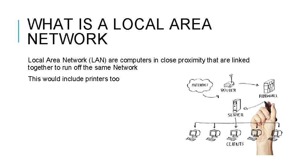 WHAT IS A LOCAL AREA NETWORK Local Area Network (LAN) are computers in close