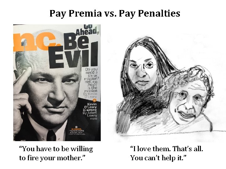 Pay Premia vs. Pay Penalties “You have to be willing to fire your mother.