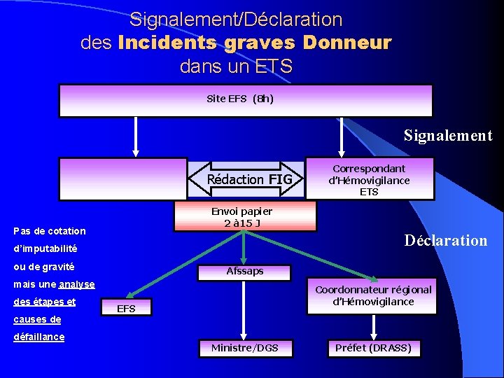 Signalement/Déclaration des Incidents graves Donneur dans un ETS Site EFS (8 h) Signalement Rédaction