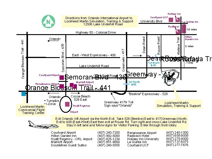 Directions from Orlando International Airport to Lockheed Martin