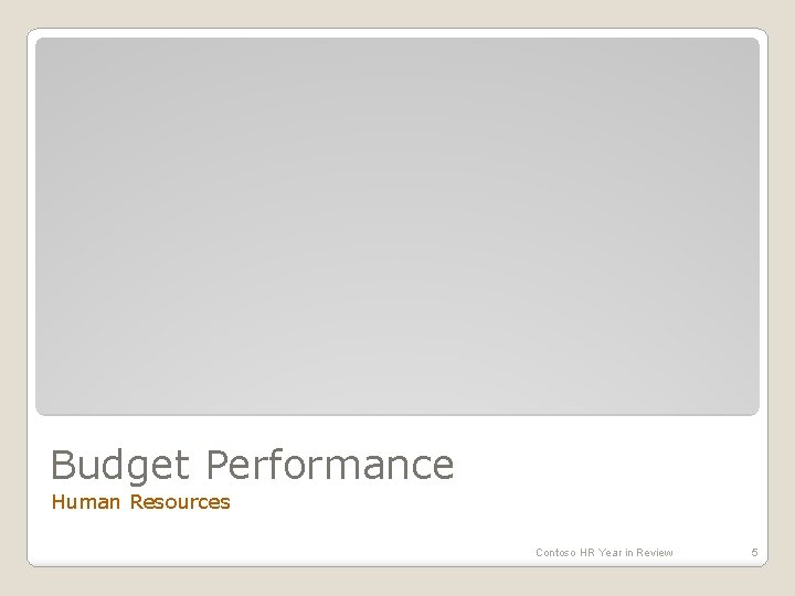 Budget Performance Human Resources Contoso HR Year in Review 5 