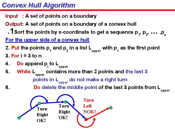 Convex Hull Algorithm Input : A set of points on a boundary Output: A