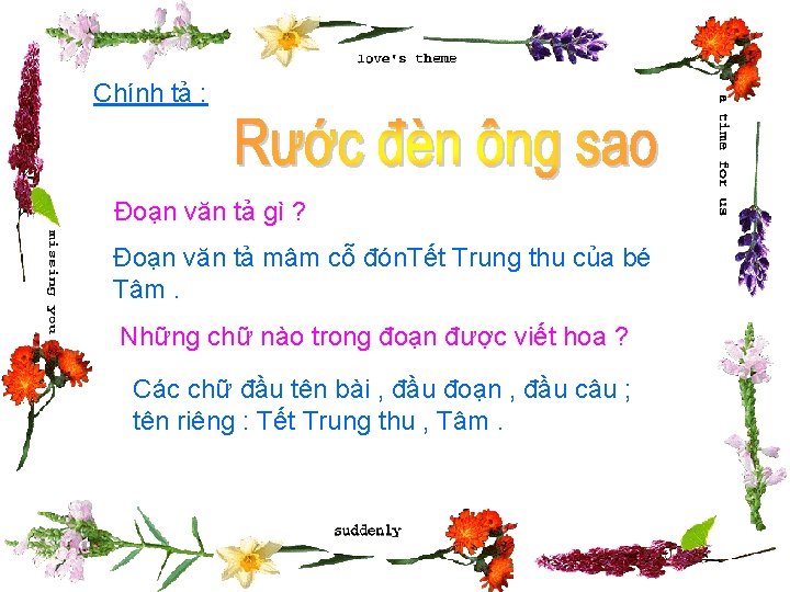 Chính tả : Đoạn văn tả gì ? Đoạn văn tả mâm cỗ đón.