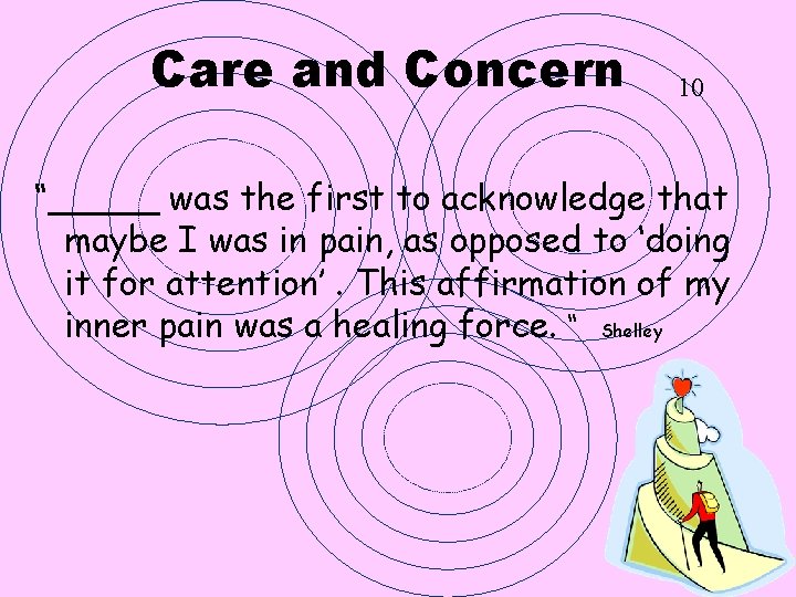 Care and Concern 10 “_____ was the first to acknowledge that maybe I was Care and Concern 10 “_____ was the first to acknowledge that maybe I was