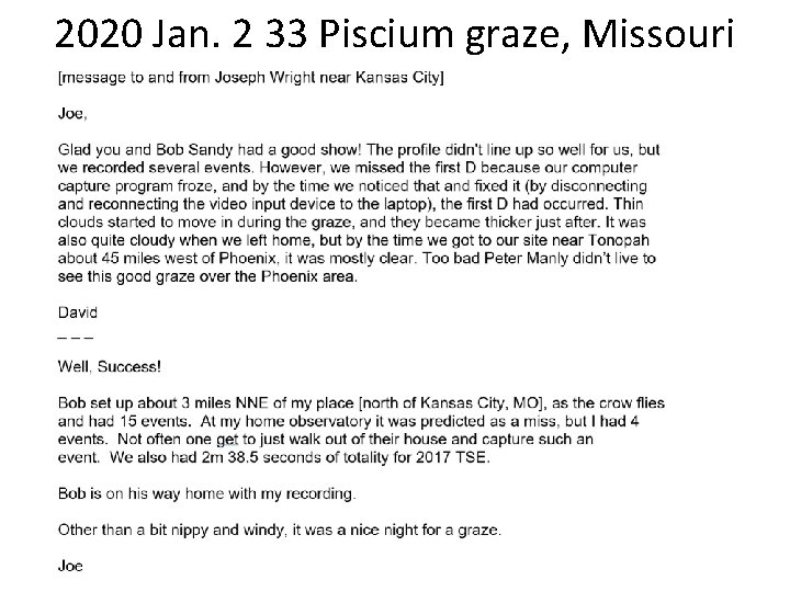 2020 Jan. 2 33 Piscium graze, Missouri 