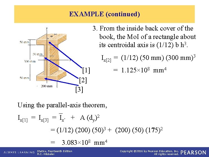 EXAMPLE (continued) 3. From the inside back cover of the book, the Mo. I