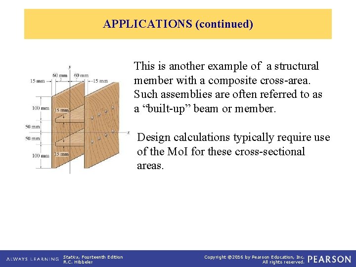 APPLICATIONS (continued) This is another example of a structural member with a composite cross-area.