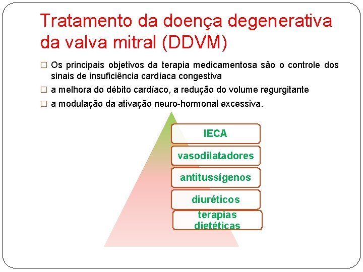 Tratamento da doença degenerativa da valva mitral (DDVM) � Os principais objetivos da terapia