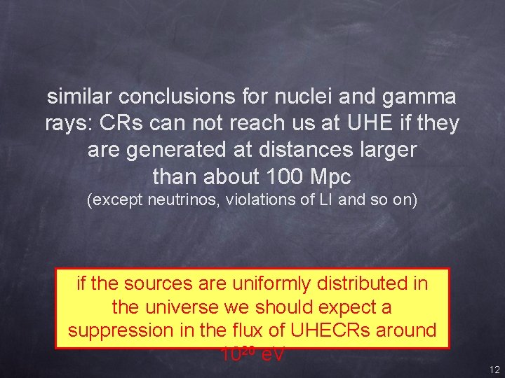 similar conclusions for nuclei and gamma rays: CRs can not reach us at UHE