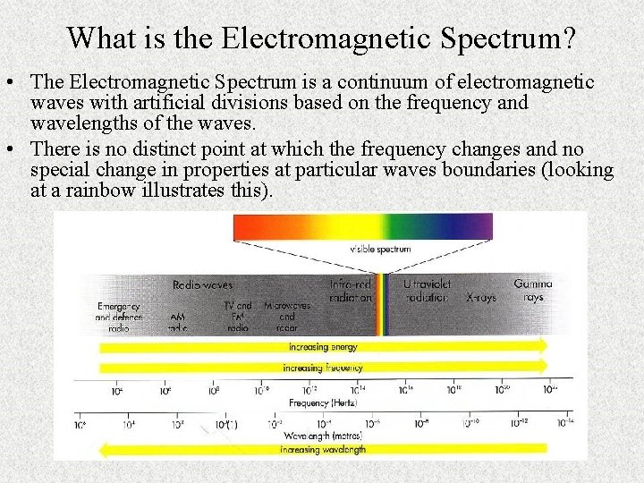 What is the Electromagnetic Spectrum? • The Electromagnetic Spectrum is a continuum of electromagnetic What is the Electromagnetic Spectrum? • The Electromagnetic Spectrum is a continuum of electromagnetic
