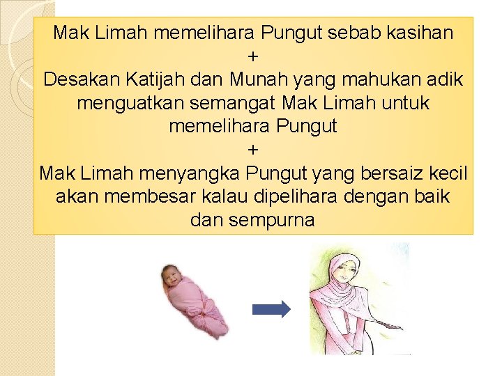 Mak Limah memelihara Pungut sebab kasihan + Desakan Katijah dan Munah yang mahukan adik