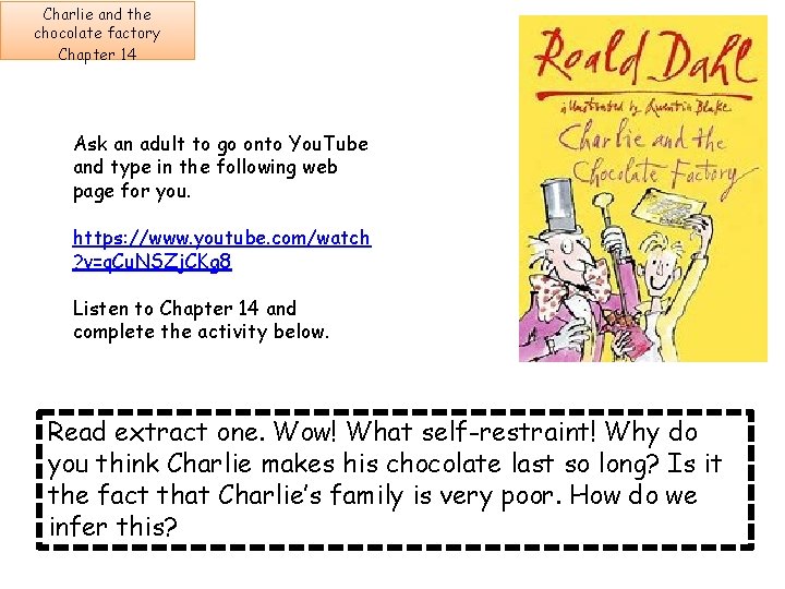 Charlie and the chocolate factory Chapter 14 Ask an adult to go onto You.