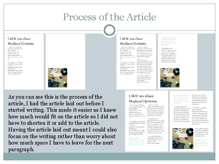 Process of the Article As you can see this is the process of the