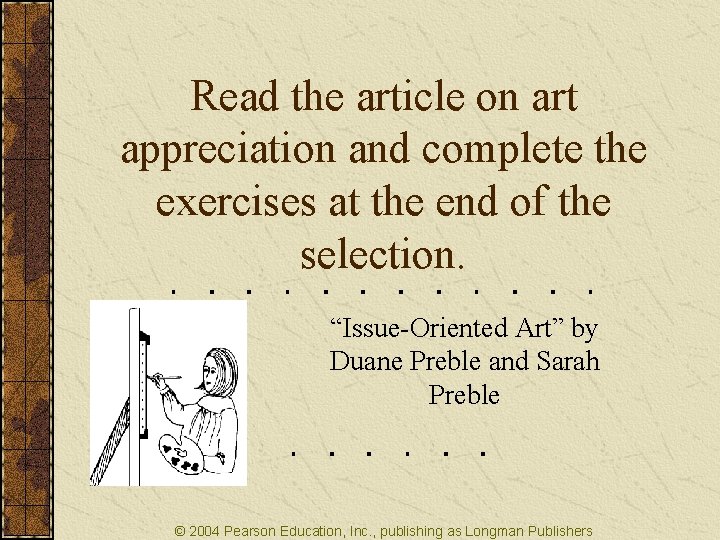 Read the article on art appreciation and complete the exercises at the end of